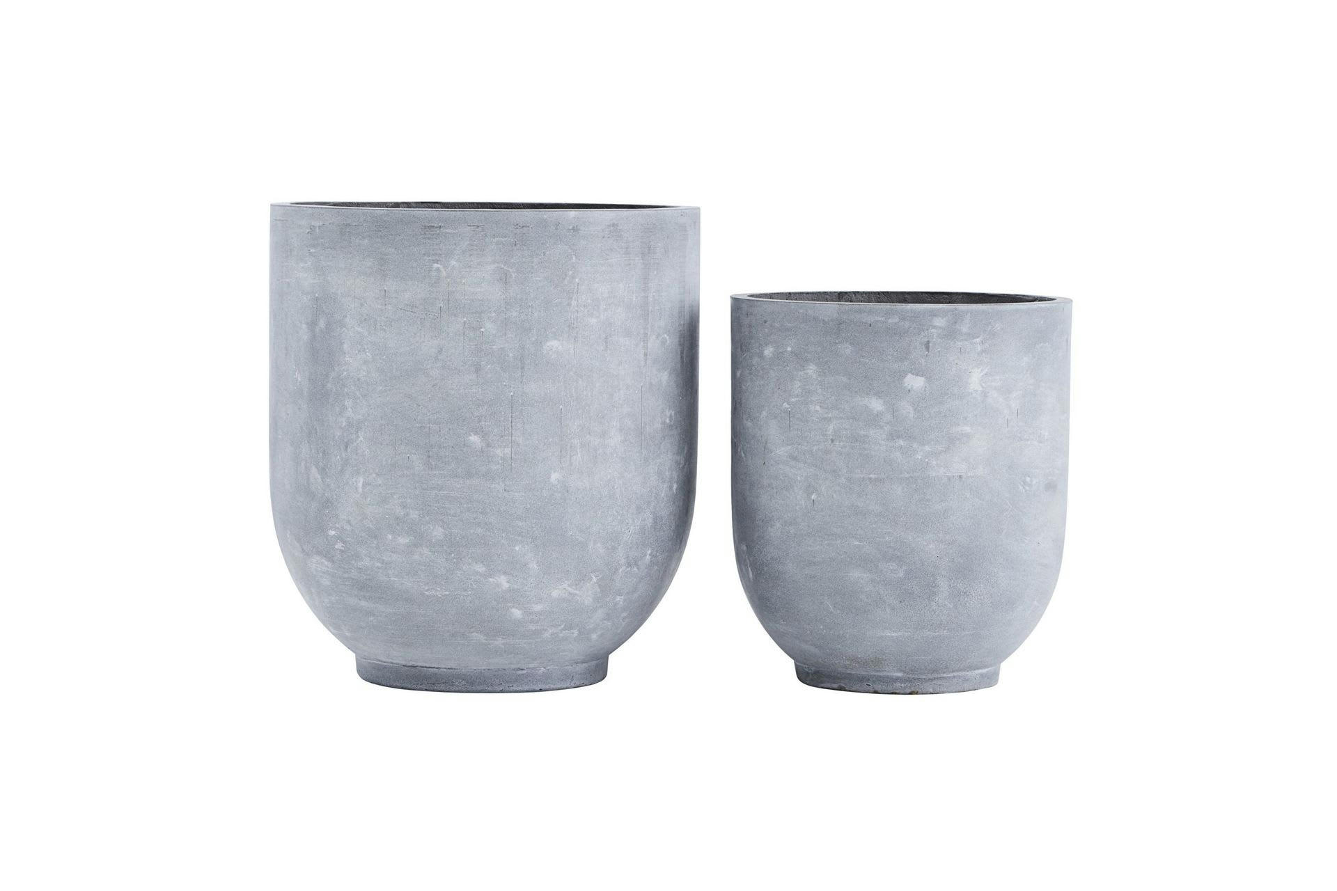 GARD - Cache-pots en béton gris lot de 2 H45 H55