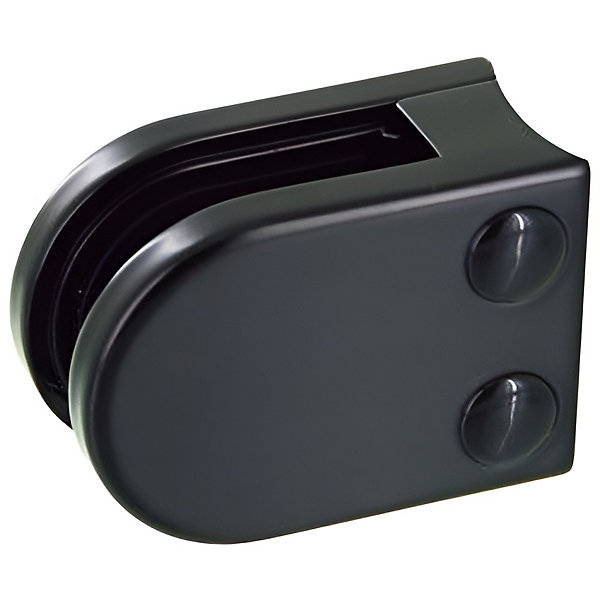 4 x Pince à verre pour tube diam. 42,4 modèle 02 - Ep. verre 8 mm - Zamak noir RAL 9005