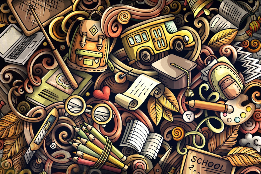 Fototapeta Młodzieżowa Retro PRZYBORY Szkoła 3D 90x60cm