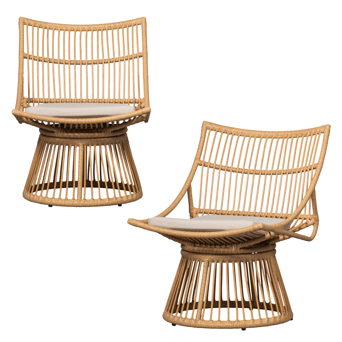 WOOOD tuinstoelen Alatna - Wicker - Naturel - Set van 2