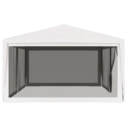 NNEVL Party Tent with 4 Mesh Sidewalls 4x6 m White
