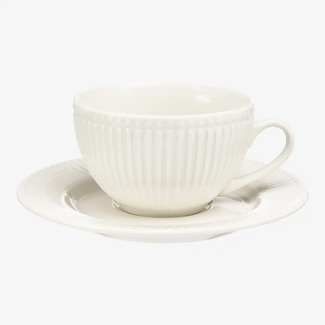 Kaffeetasse Lucy mit Unterteller Creme, ⌀ 15.5 cm, H 65 mm, 2 -tlg