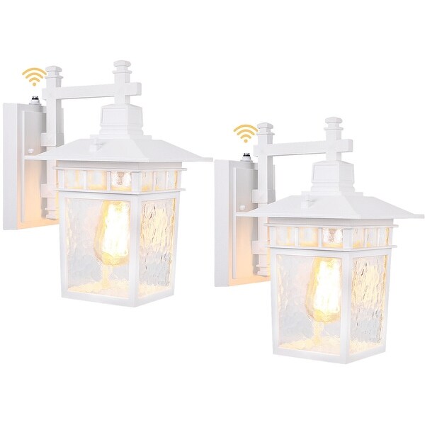 2-Pack Dusk to Dawn Wall Lantern, Water Ripple Wall Sconce