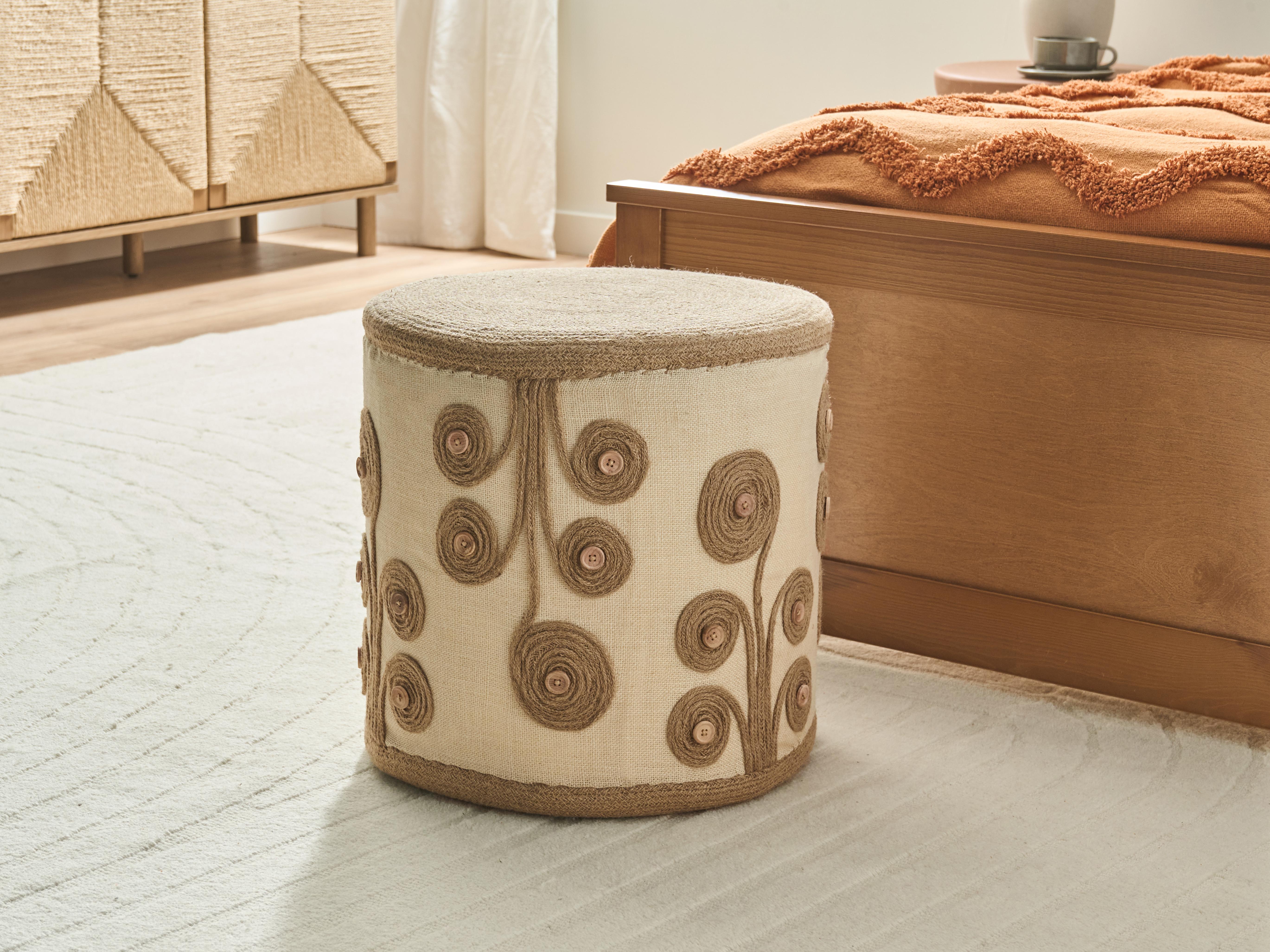 Pouffe DIMAN Jute White