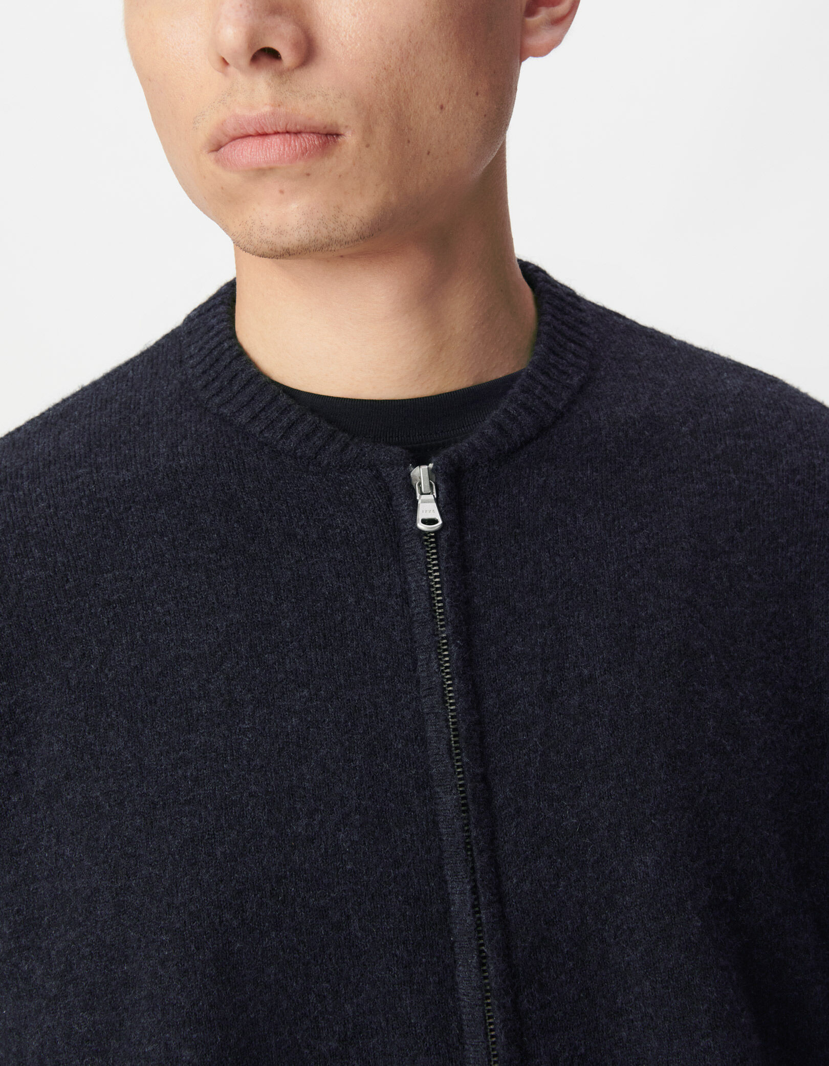 Cardigan zippé marine tricot Homme