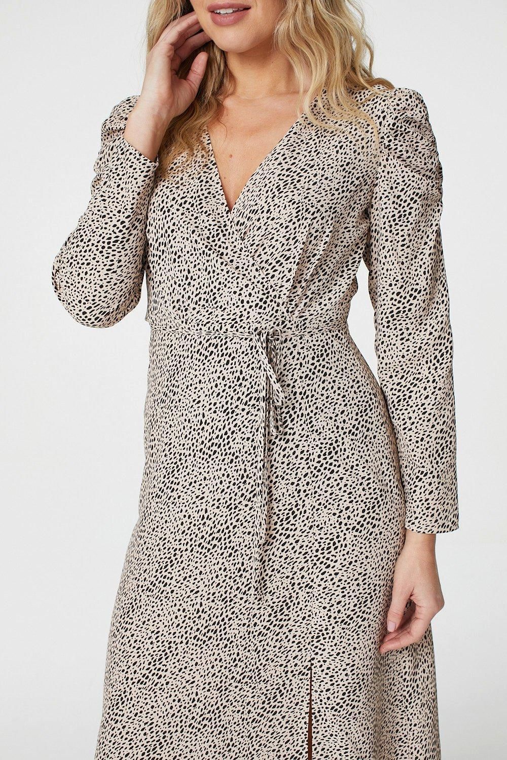 Izabel London Ditsy Print Puff Sleeve Midi Dress