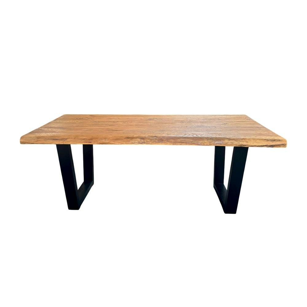 Table à manger bois de teck recyclé, pieds en U 200 cm TIMOR