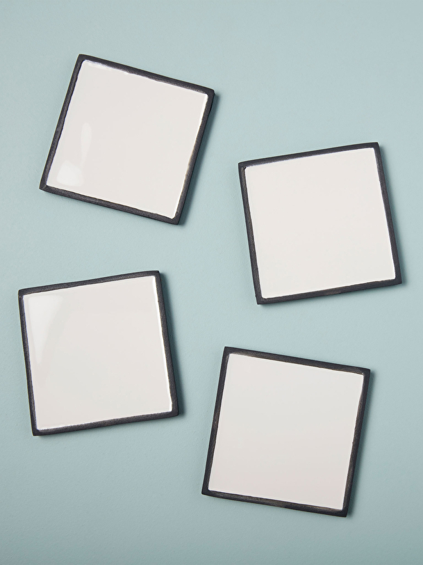 4 dessous de verre croki blanc et noir -... noir/blanc