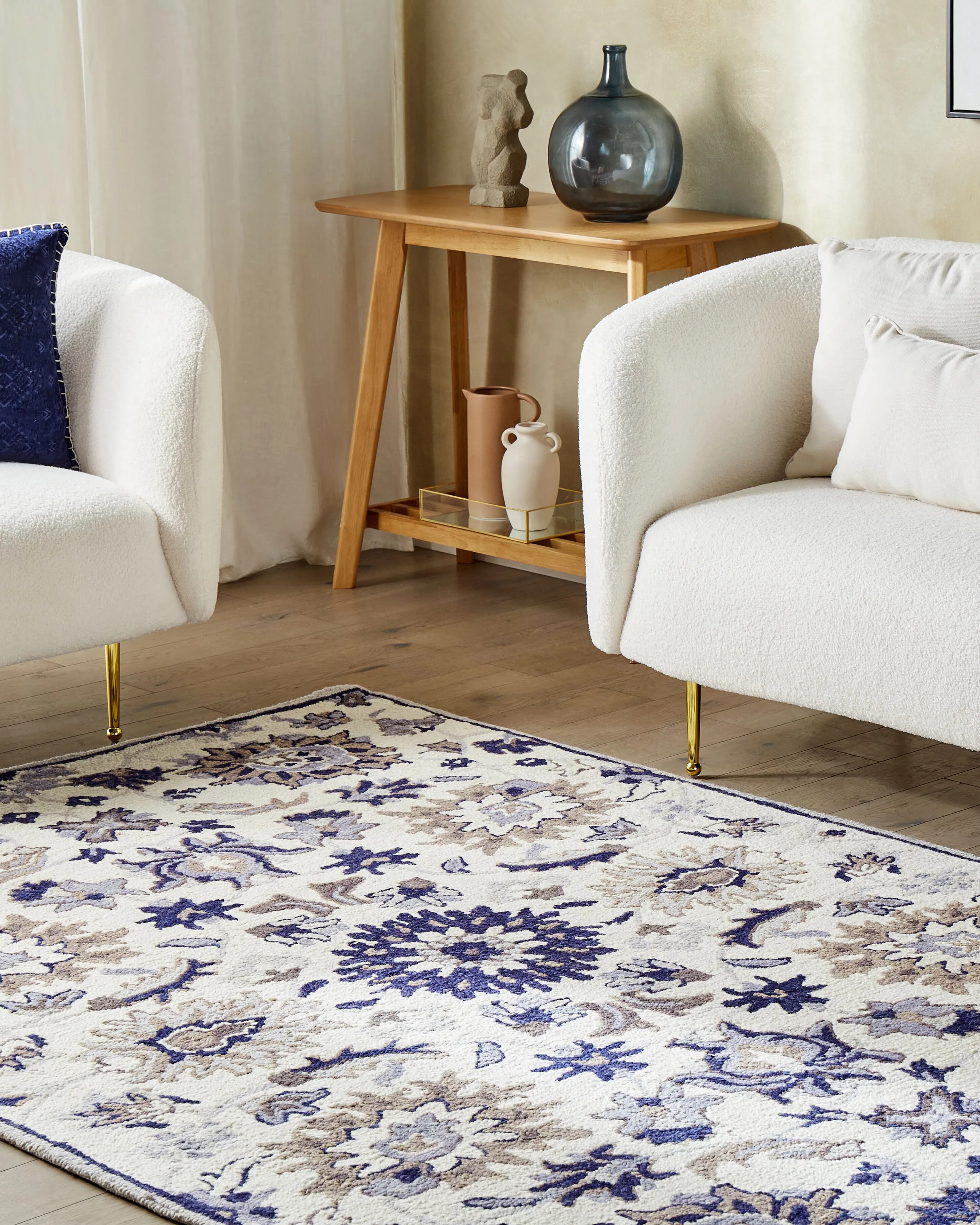 Rug KUMRU Beige 200 x 200 cm Wool