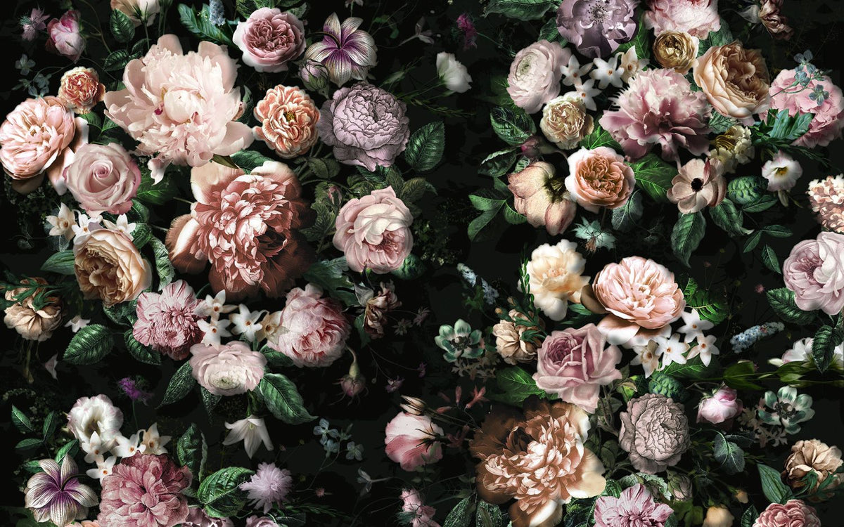 Sanders & Sanders fotobehang bloemen roze en groen - 400 x 250 cm - 612479