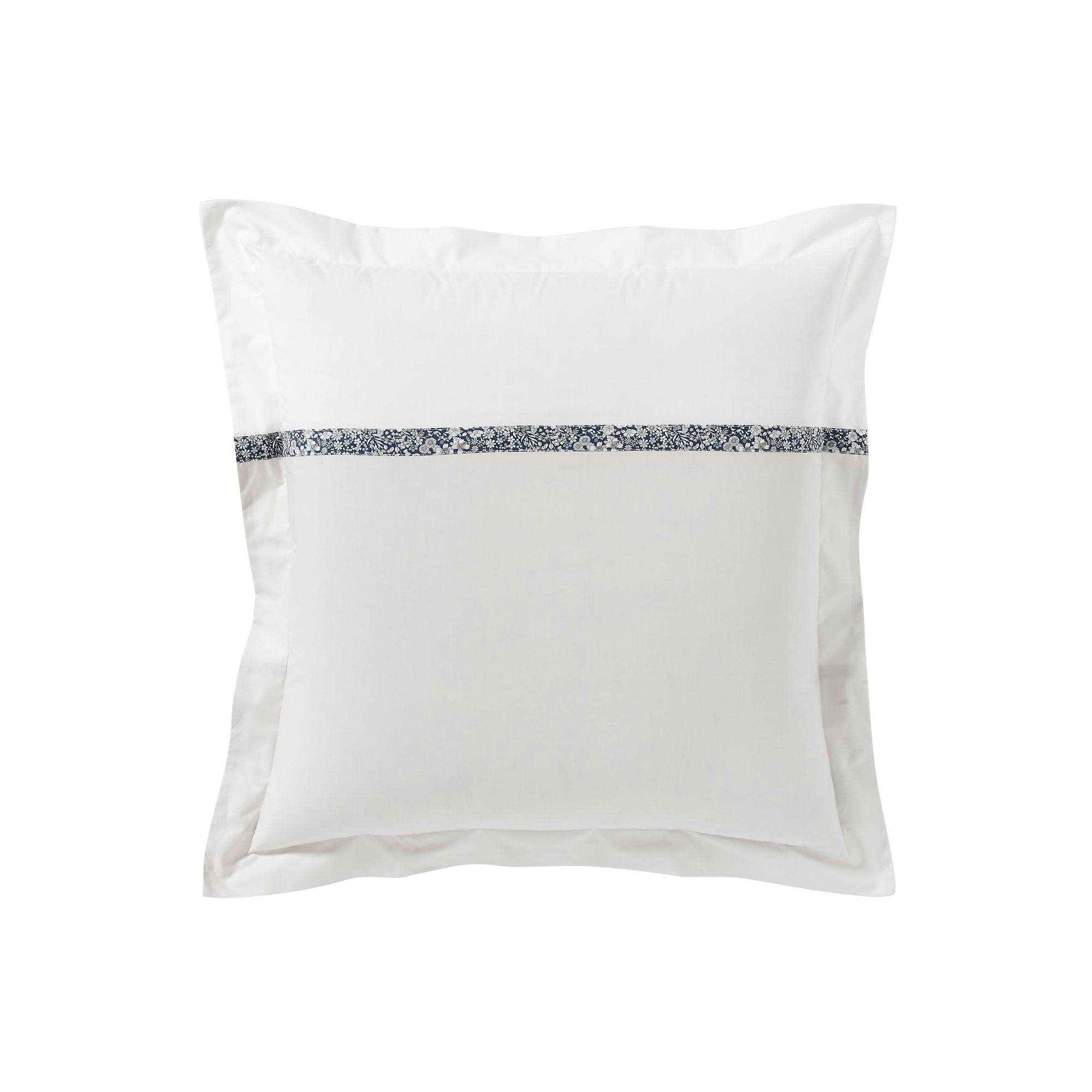 TOI&MOI MILLE FLEURS - Taie d'oreiller bicolore en coton gris 65x65