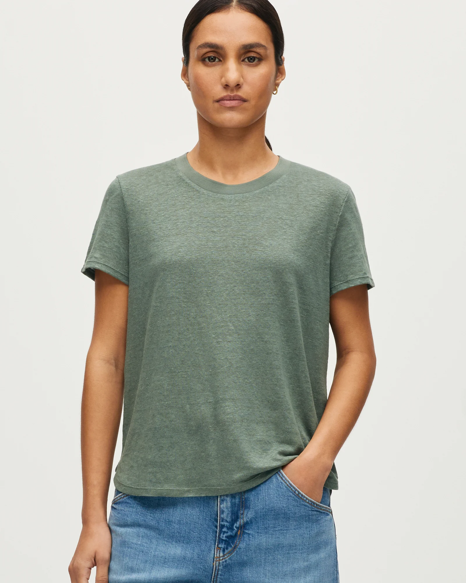 T-shirt col rond en lin AMANDINE