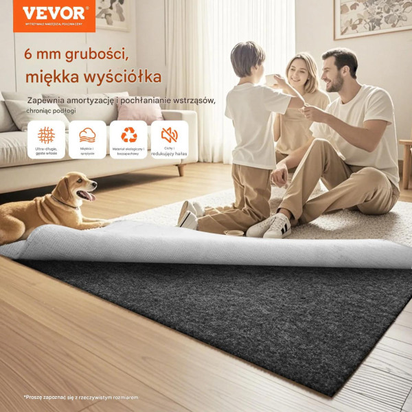 Podkładka pod dywan 2240x3060mm antypoślizgowa 6mm do wszystkich podłóg