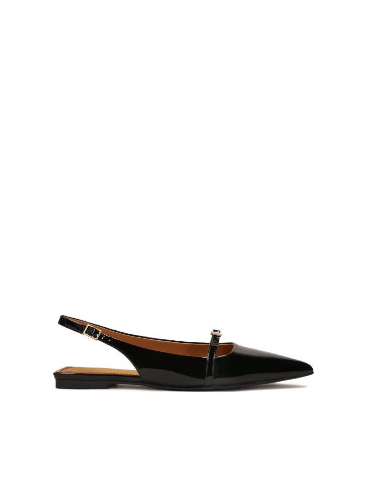 Patent leather flat slingback pumps