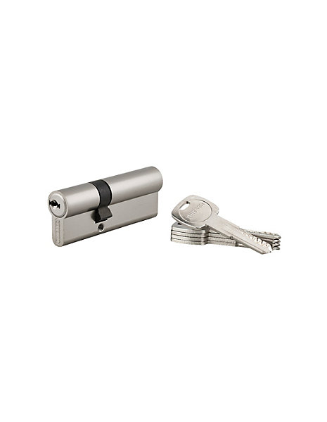 Cylindre de serrure double entrée Trafic 6, 30x30mm, anti-arrachement, anti-perçage, nickel, fonction urgence 5 clés - THIRARD