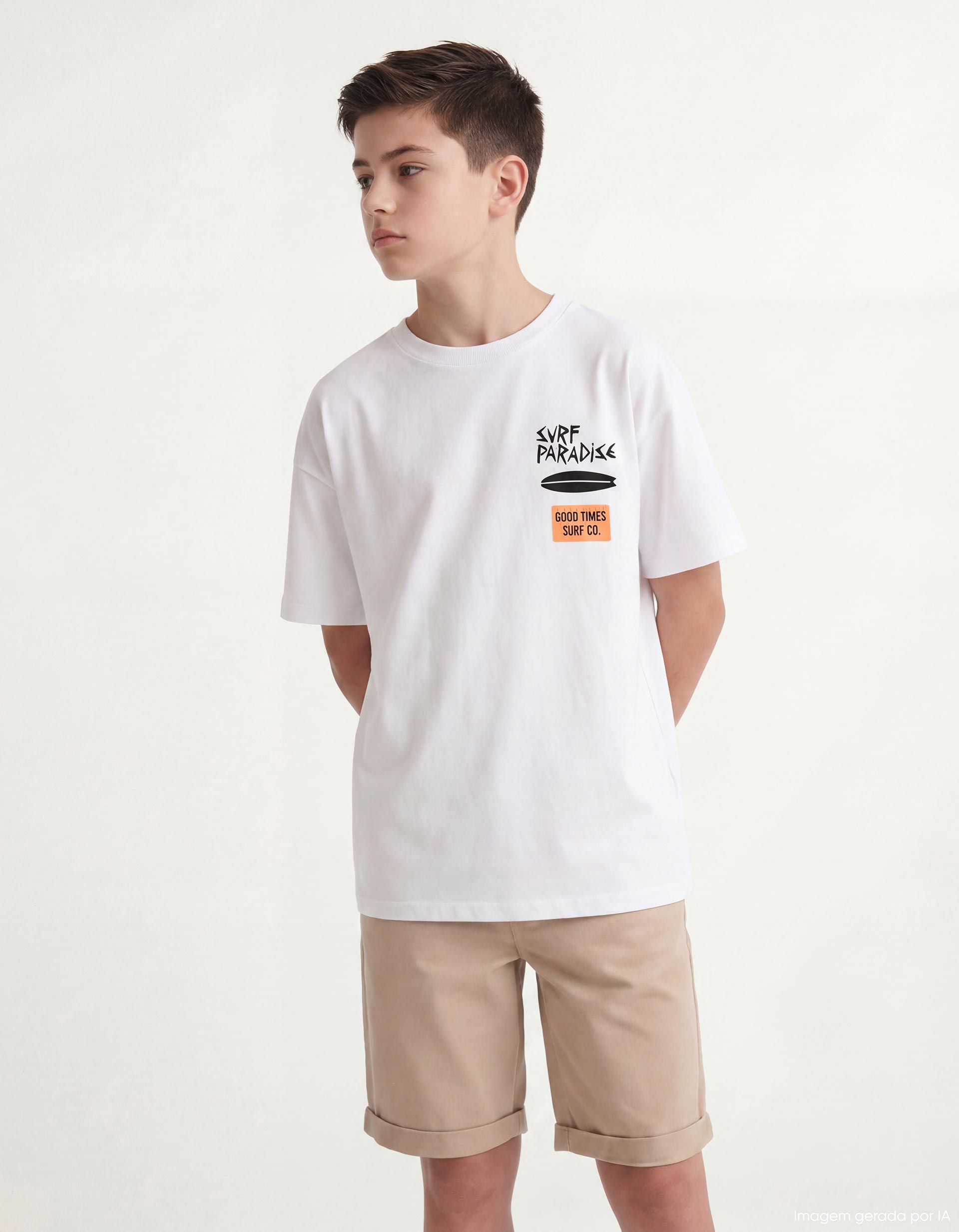 T-shirt Estampada, Menino, Branco
