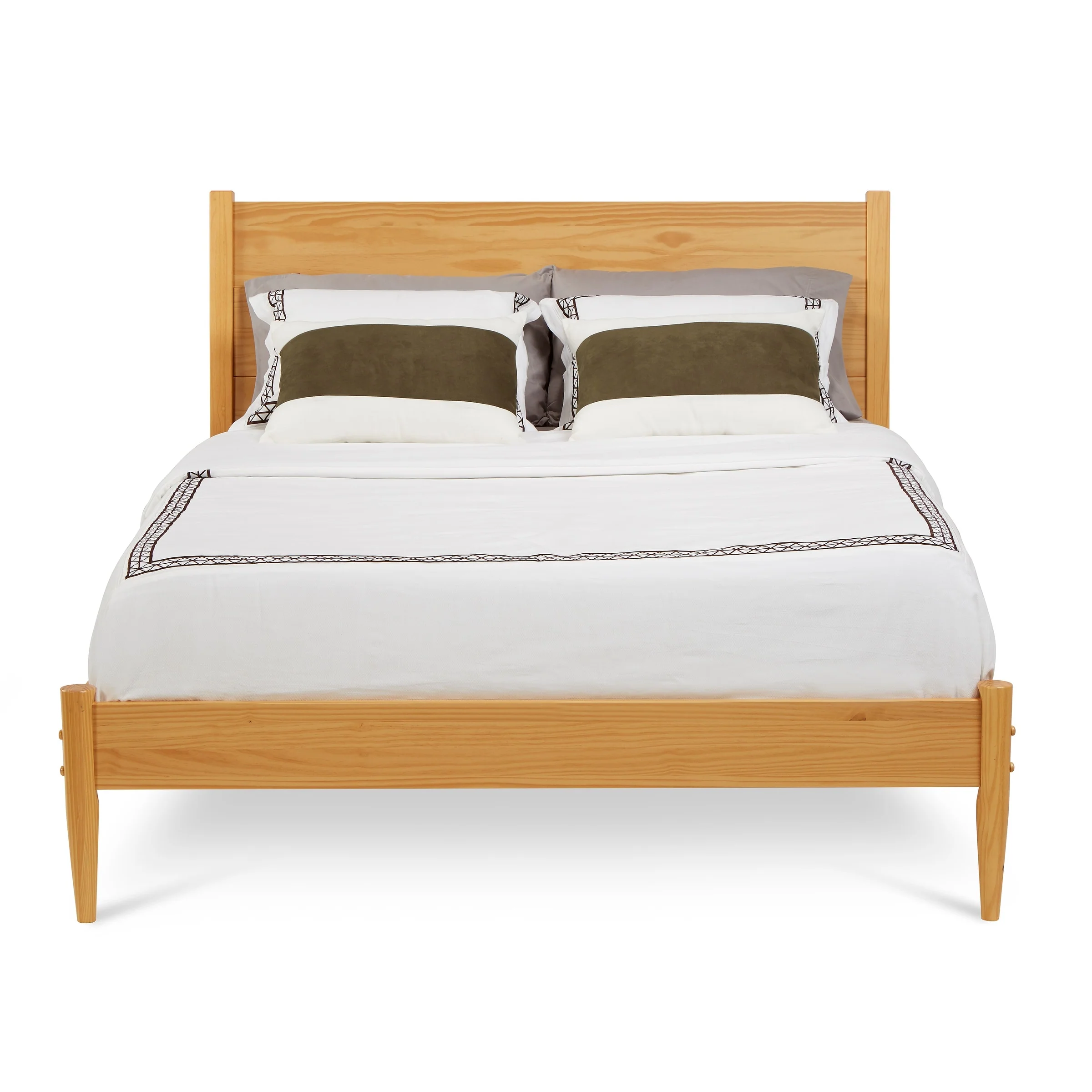 Mid Century Solid Wood Platform Bed Queen Size