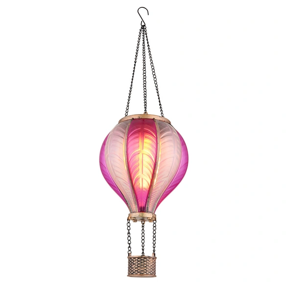 Solarleuchte, Heißluftballon-Design, 20 LEDs, pink