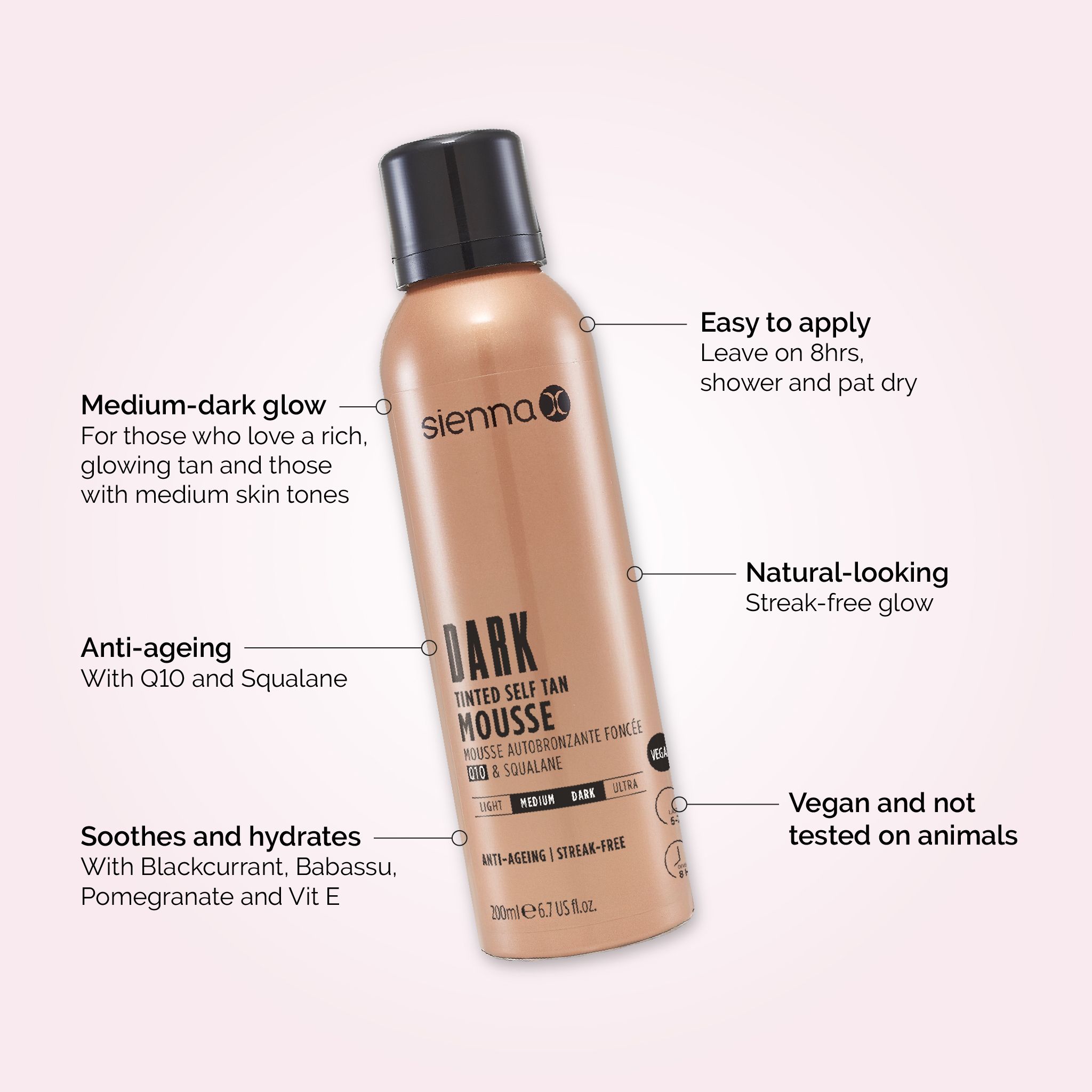 Sienna X Dark Tinted Self Tan Mousse