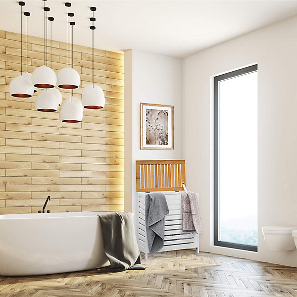 Panier de Bain MDF Bambu Blanc Marron Vêtements Rebecca Mobili