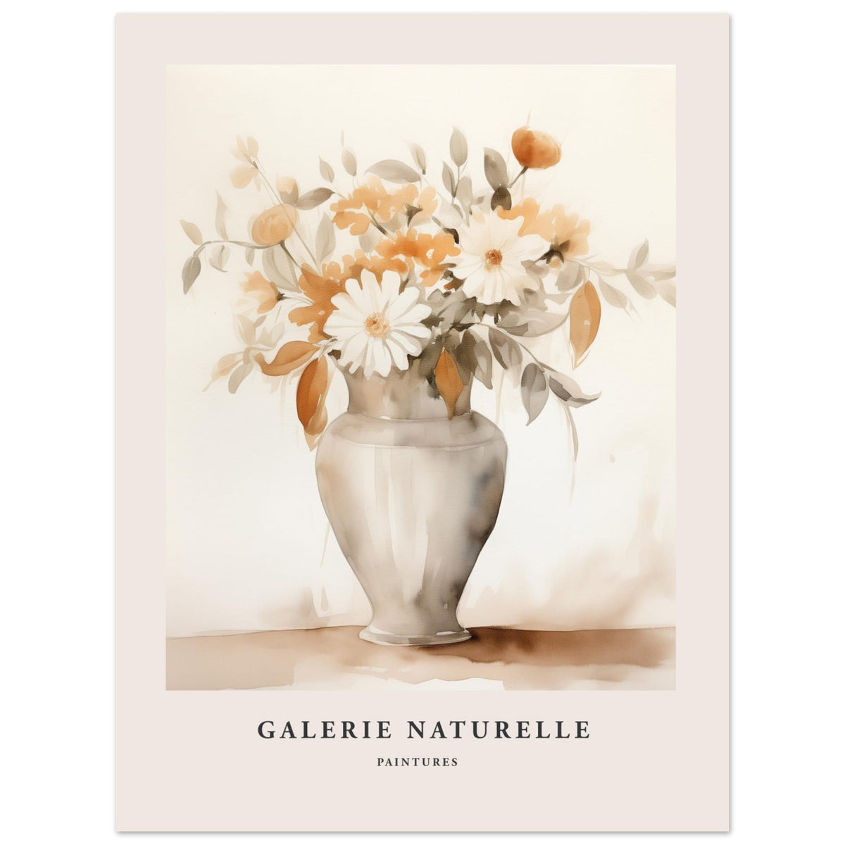 Artfulprints Poster Bloemen in vaas 2  - 30x40 cm - Taupe