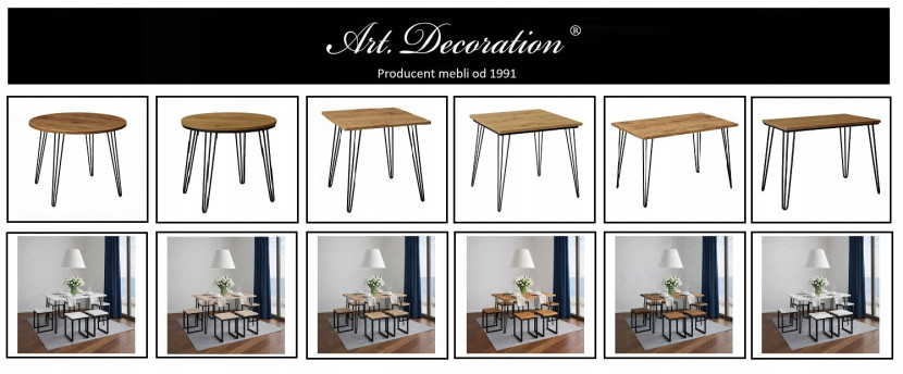 Stół 60x100cm Stolik Hairpin legs skośne Dąb Sonoma