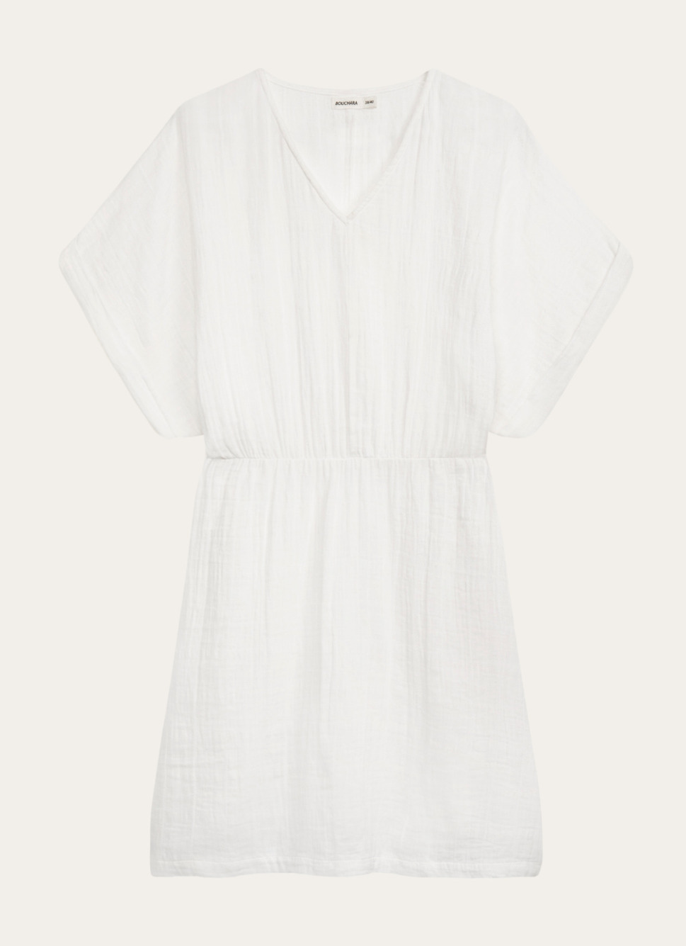 ROBE MANCHES COURTES EN GAZE DE COTON BLANC