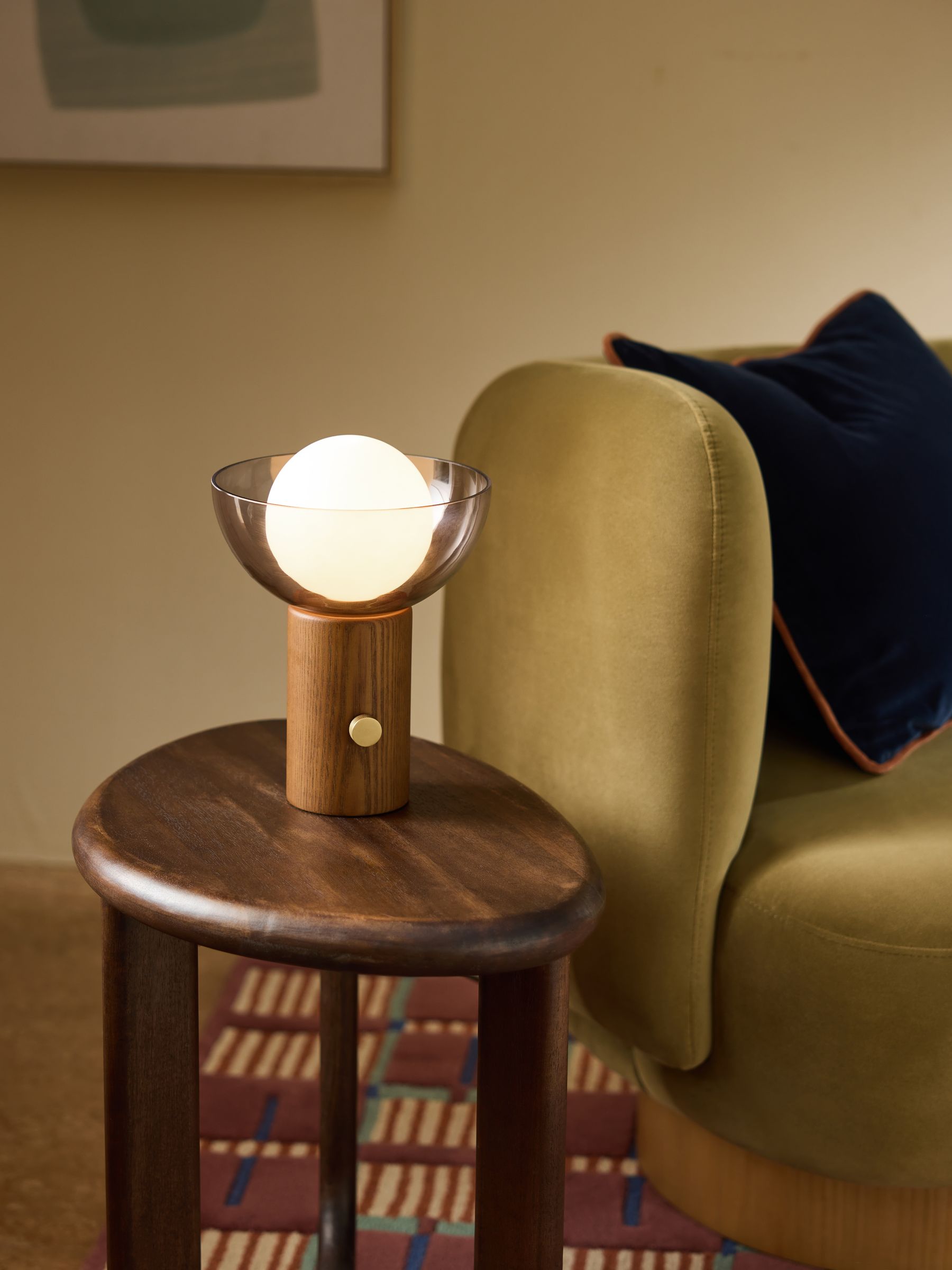 Layla Table Lamp in Dark Wood