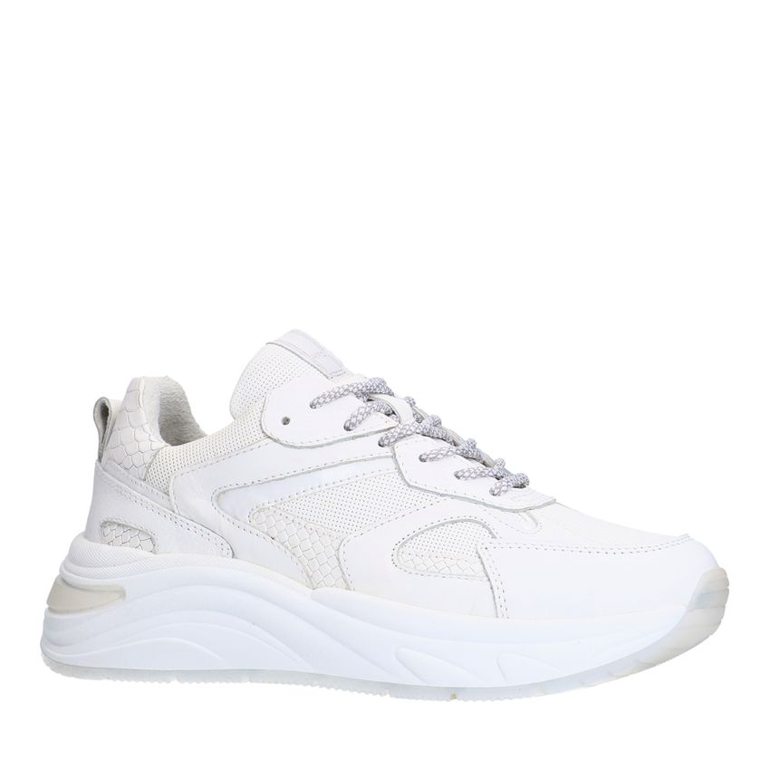 Manfield Witte leren sneakers