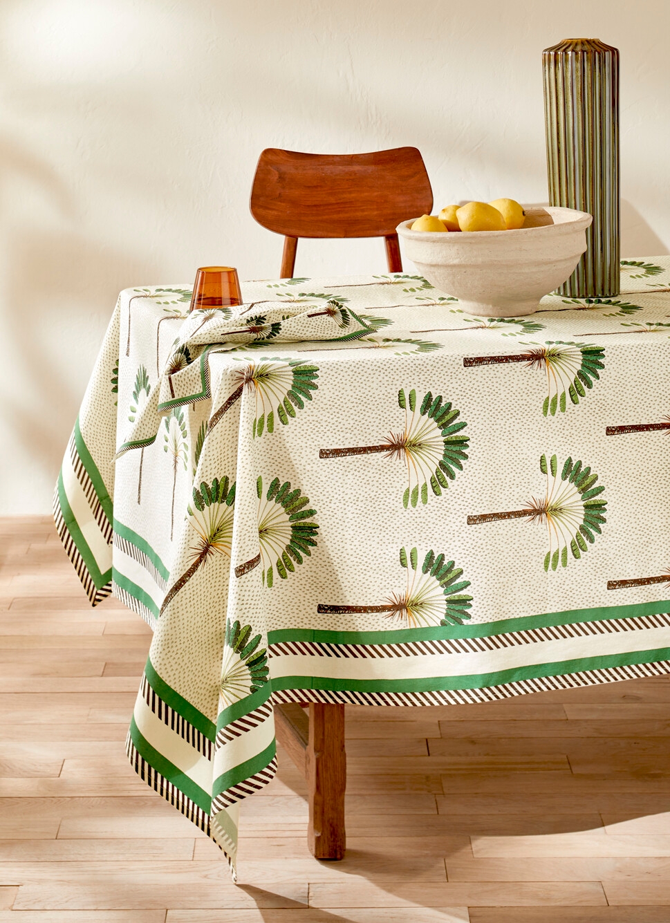 NAPPE EN COTON IMPRIMÉ PALMIERS MULTICOLORE