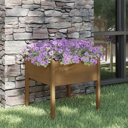 NNEVL Garden Planter Honey Brown 70x70x70 cm Solid Pinewood