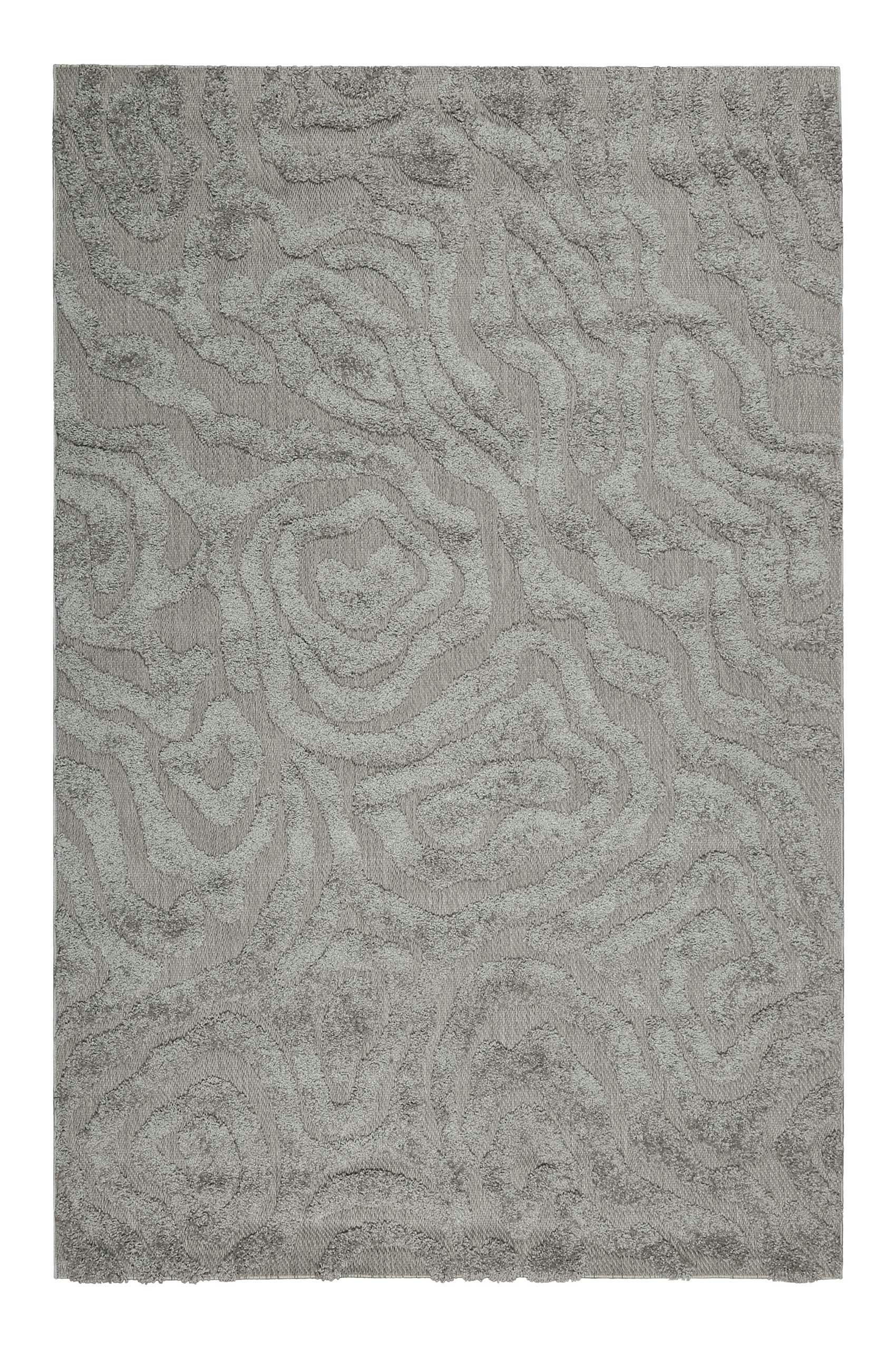SOUL JACK - Tapis intérieur/extérieur à relief motif floral gris 200x290