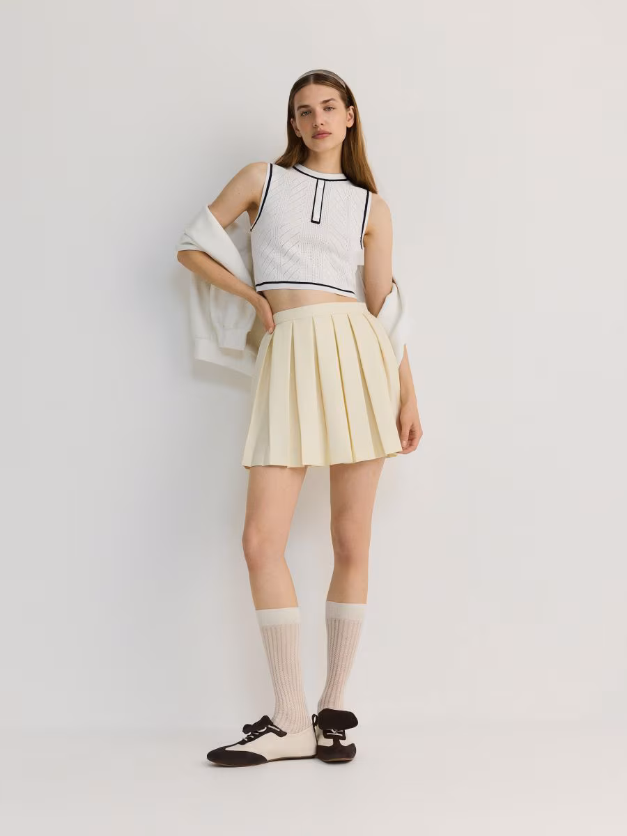 Sports Style Pleated Mini Skirt