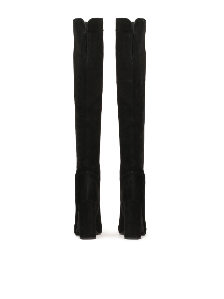 Suede musketeers with high heel and platform