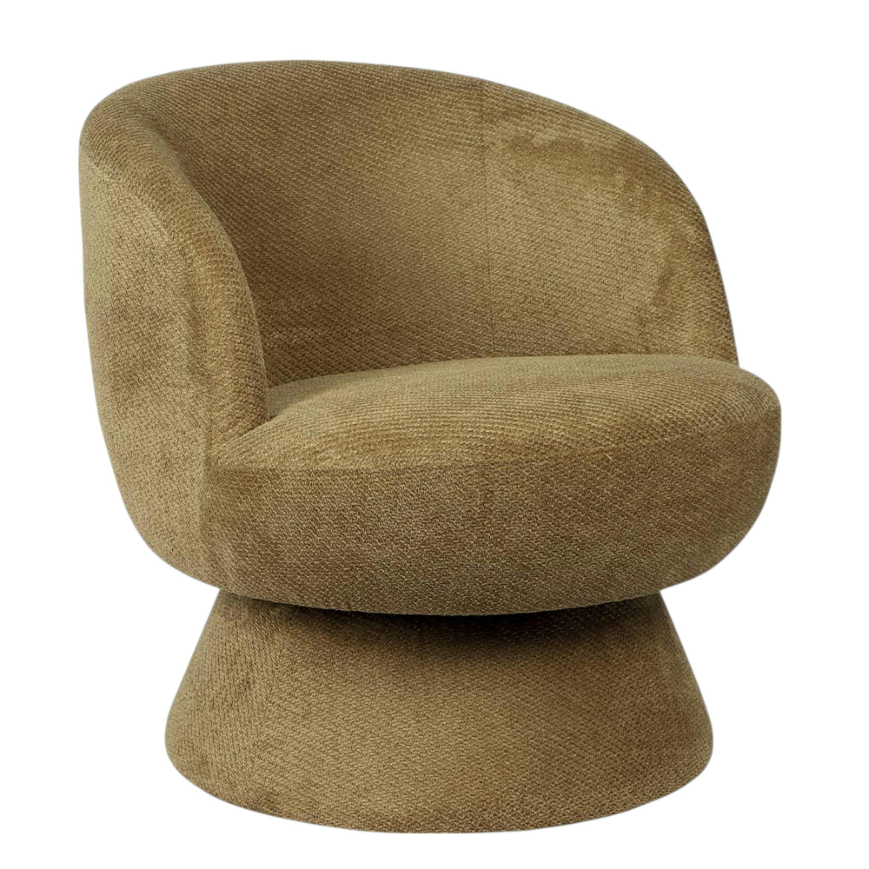 Fauteuil vert pivotant - tissu chenille, style rétro IENA