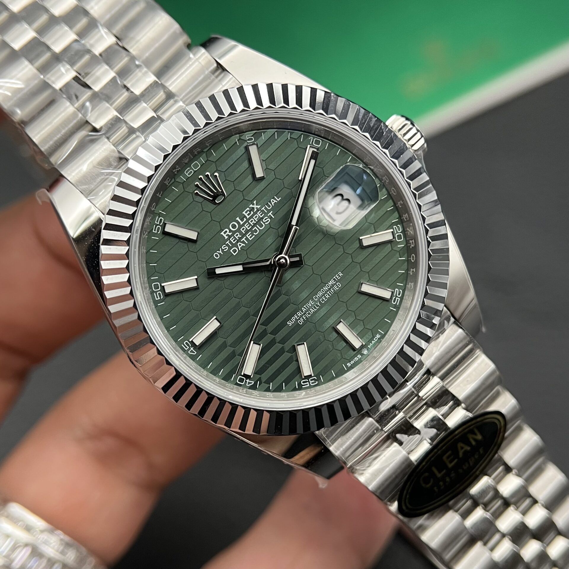 Rolex Datejust 126234 904L Steel Fluted Green Dial 36mm Jub Super Clone