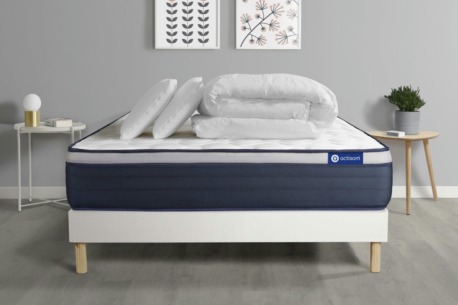 ACTIMEMO MAX - Pack prêt à dormir 200x200 cm sommier kit blanc