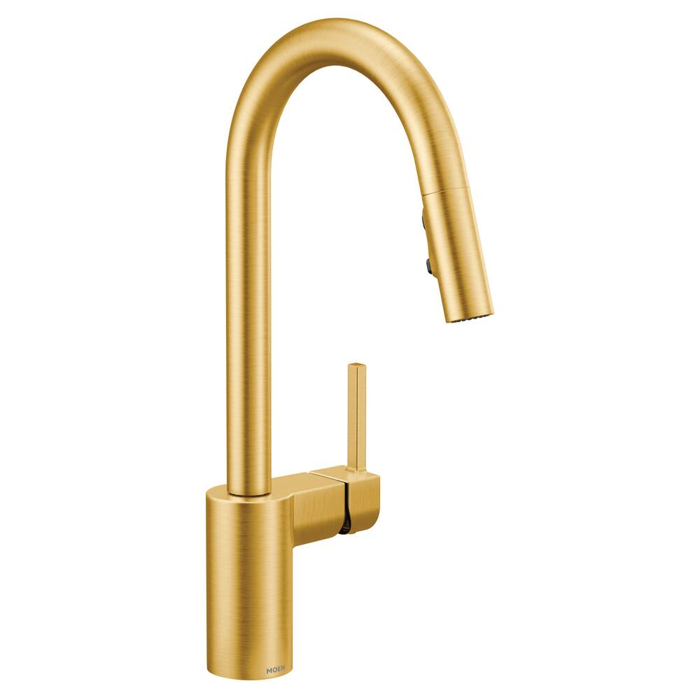 Moen® Align Single Handle High Arc Pull Down Sprayer Kitchen Faucet, Brushed Gold