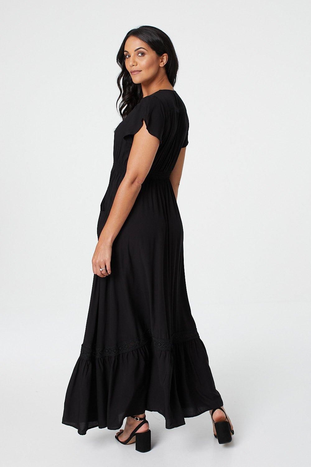 Izabel London Button Front Maxi Dress with Pockets