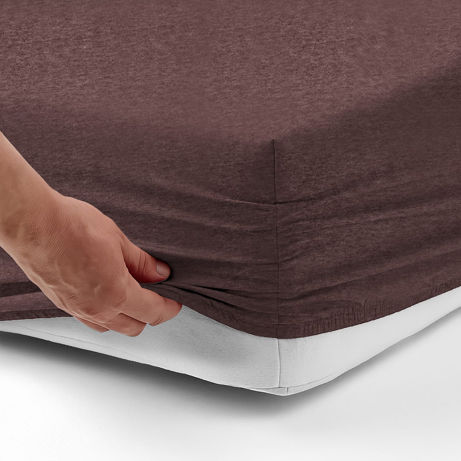 Lenzuolo matrimoniale con angoli jersey melange melanzana