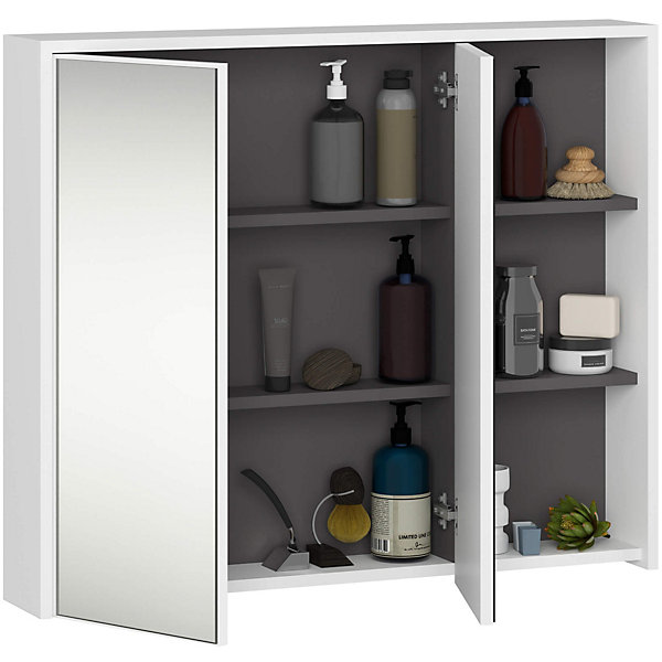 Meuble de salle de bain, blanc/gris graphite, 90 x 75 x 15 cm