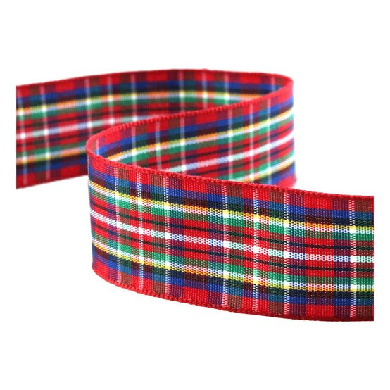 Red Tartan Ribbon 18mm x 5m