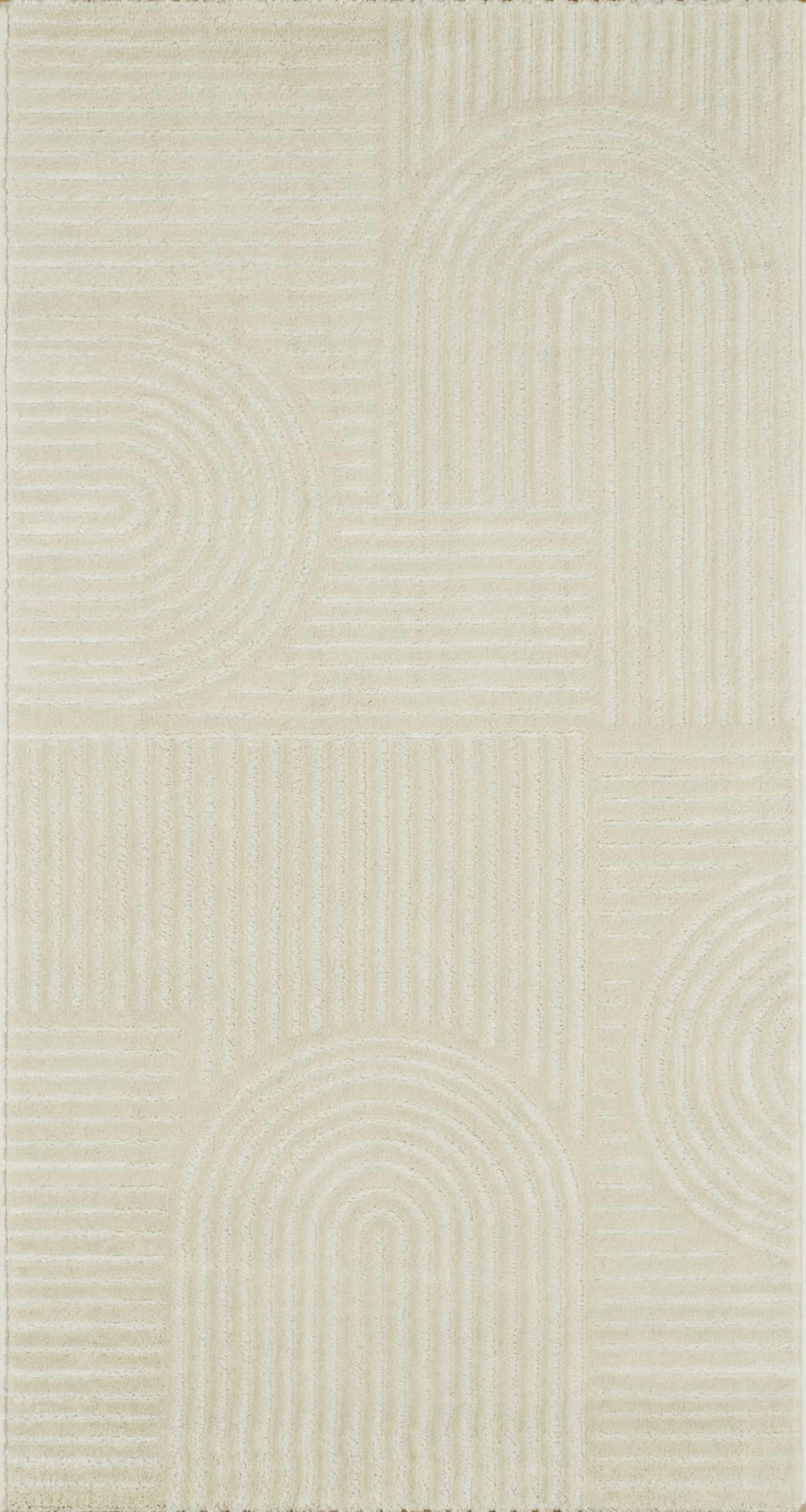 BIANCA - Tapis crème motif arc relief - 80x150