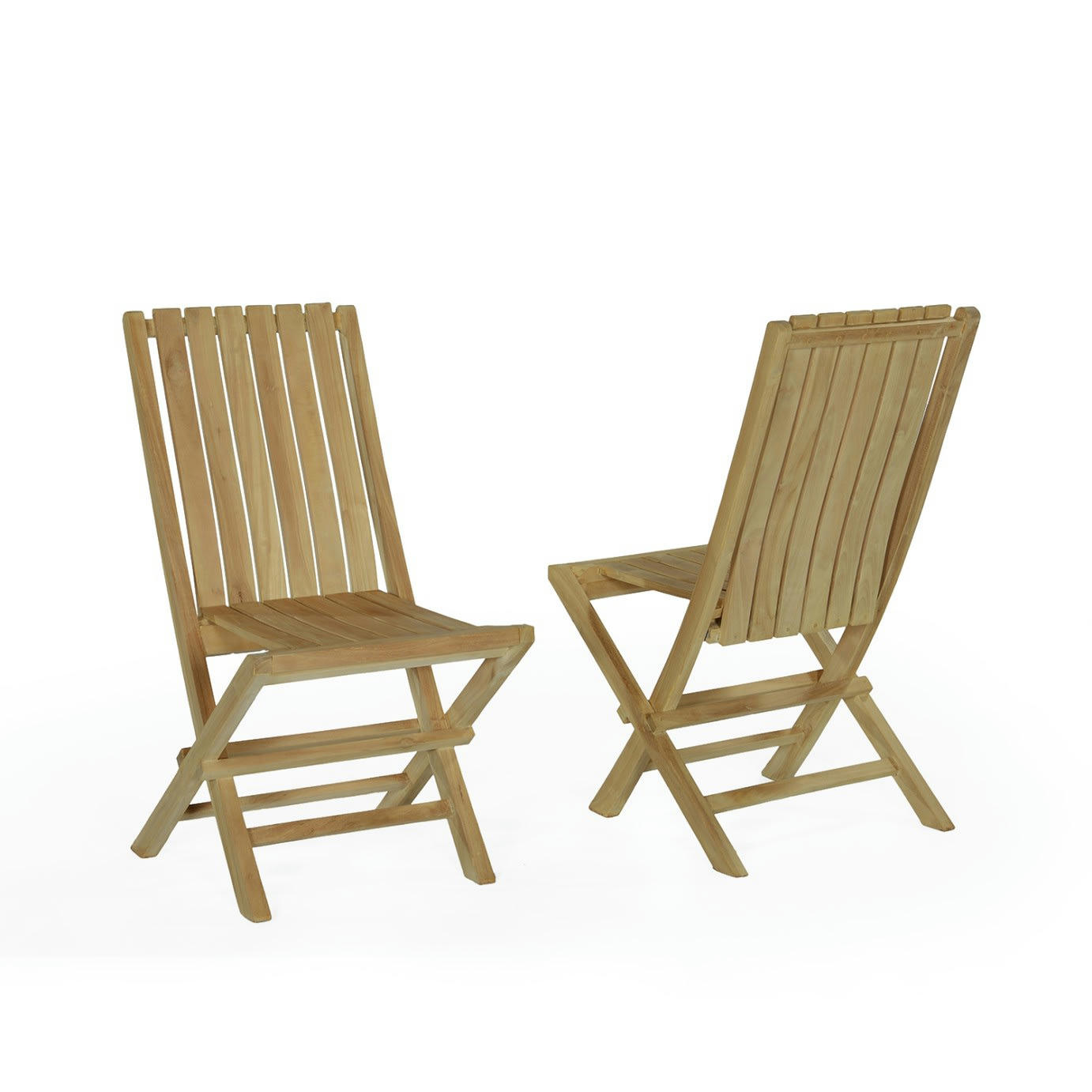 KARIMUN - Lot de 2 chaises de jardin pliantes en teck massif