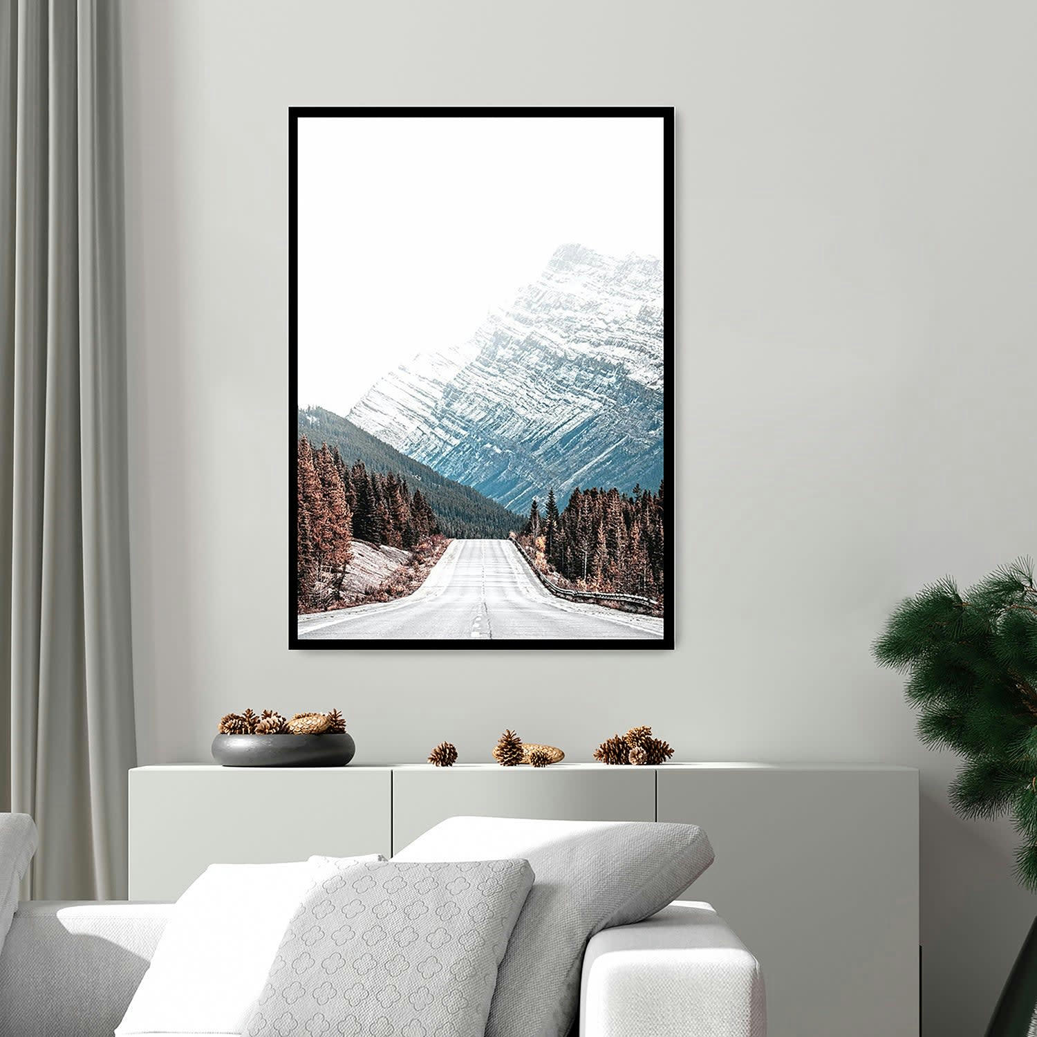 MONTAÑA - Affiche avec cadre noir - Paysage avec neige - 30x40