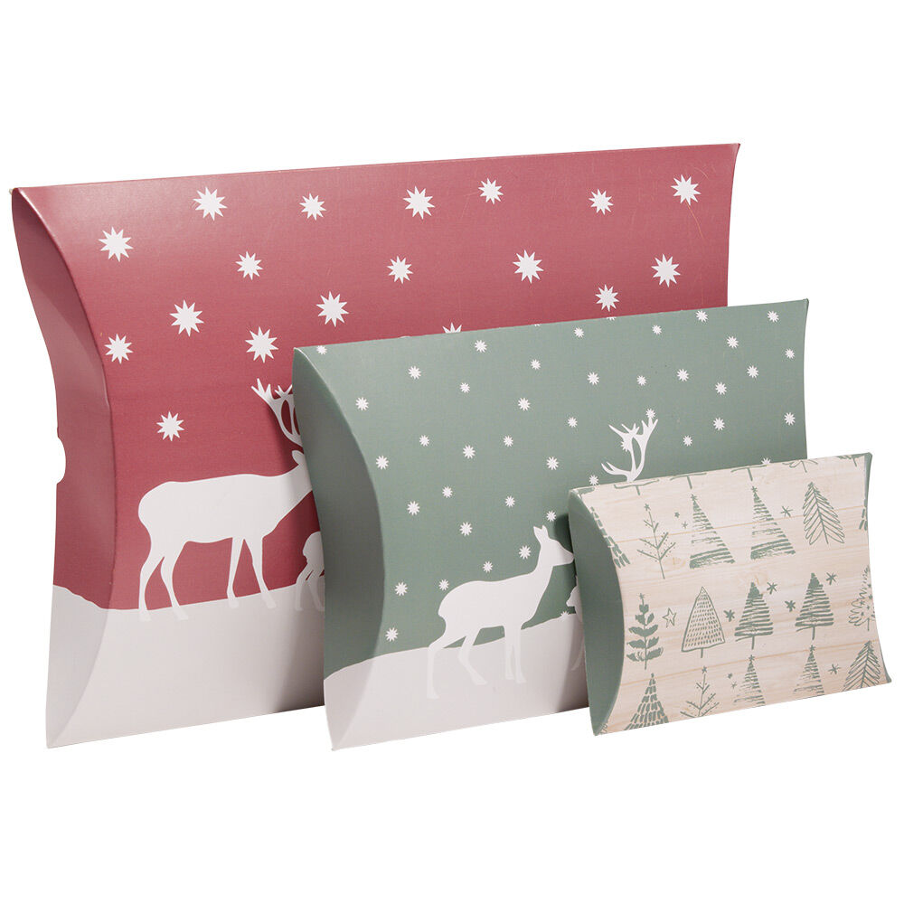 BoÎte cadeau papier recyclé motif No&euml;l x3