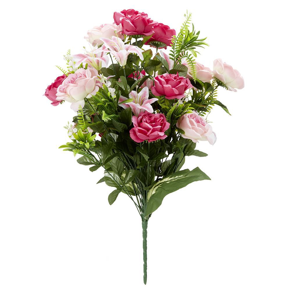 Piquet de fleurs artificielles rose H68 cm
