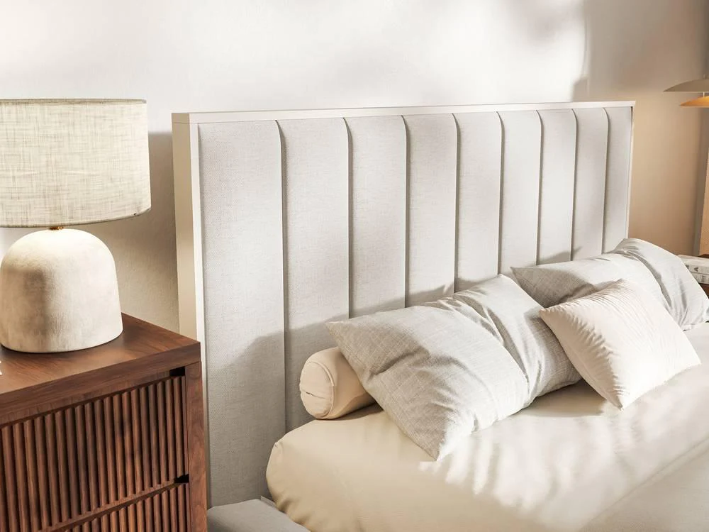 Bedframe Taavi chenille met opbergruimte en verlichting 180 x 200 cm