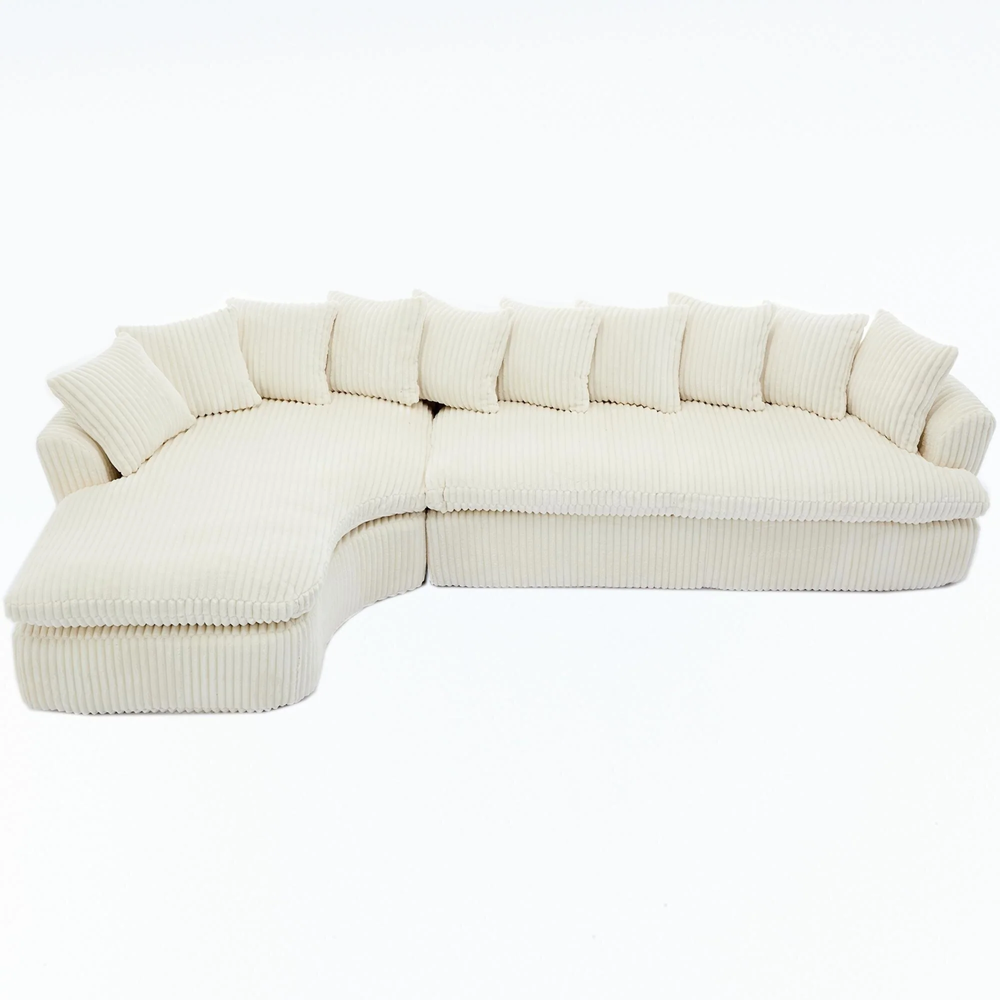 Modern L Shaped Sectional Sofa with Soft Corduroy Upholstery and Supportive Cushioning for Living Room and Guest Room