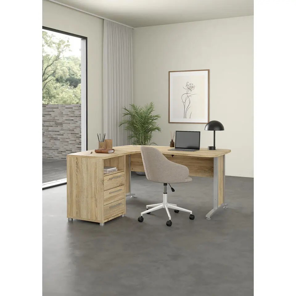Bureau Grijs/Naturel - 150x160x75cm - Prima